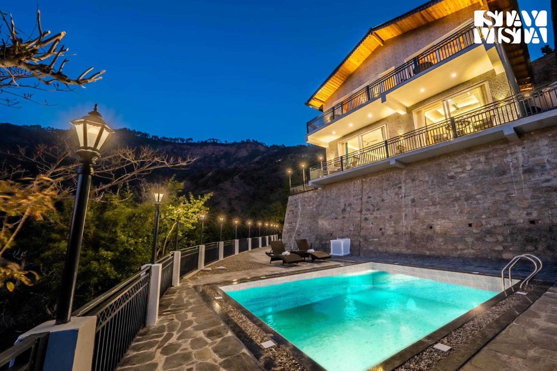Stayvista At Sunset Springs With Pool & Views Nainital Esterno foto